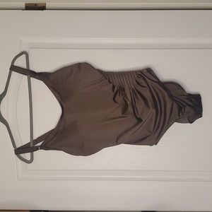 NWT Calvin Klein one piece Swimsuit Swimwear Brown Metallic Suitsuit Size 18 XL